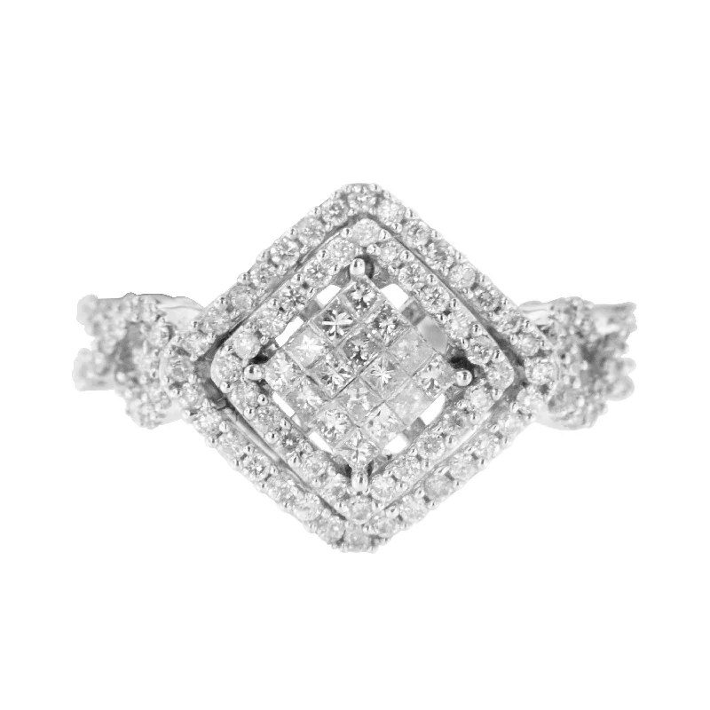 unique engagement ring designs -14KT White Gold Diamond Composite Ring