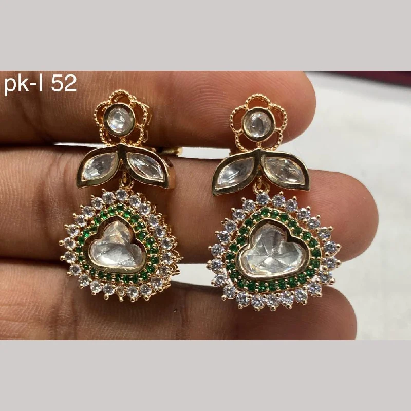 women statement hoop earrings -Amoliya Jewels Gold Plated Polki Kundan Stone And Pearls Dangler Earrings