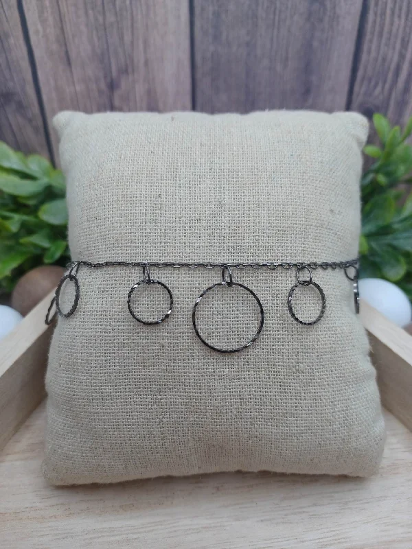 women bangle stack bracelets -Gunmetal Bracelet/Anklet w/ Circles