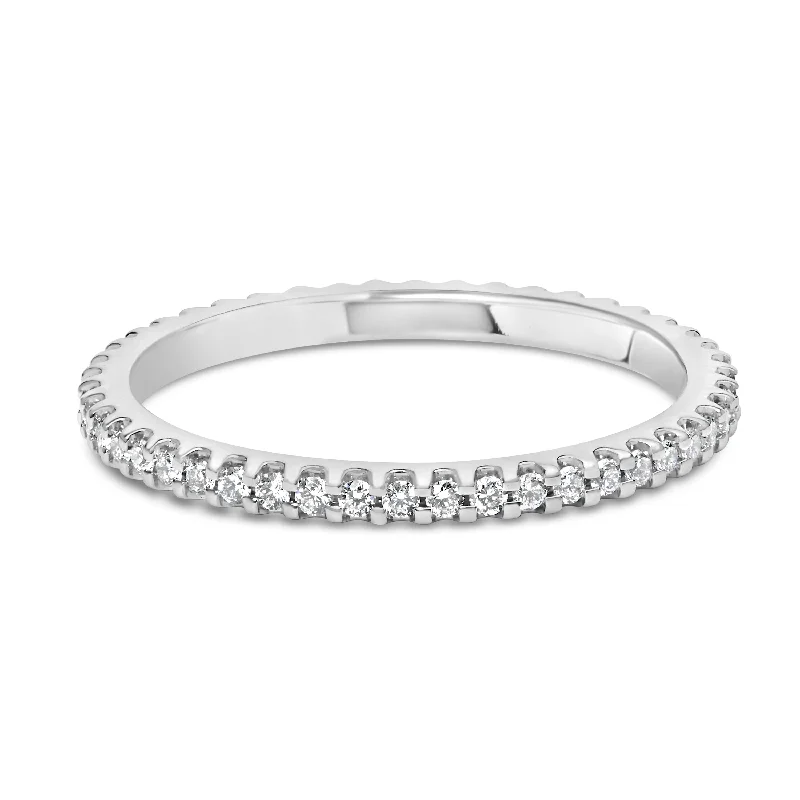 14k engagement rings -14K White Gold Shared Prong Set Round Diamond Eternity Band Ring