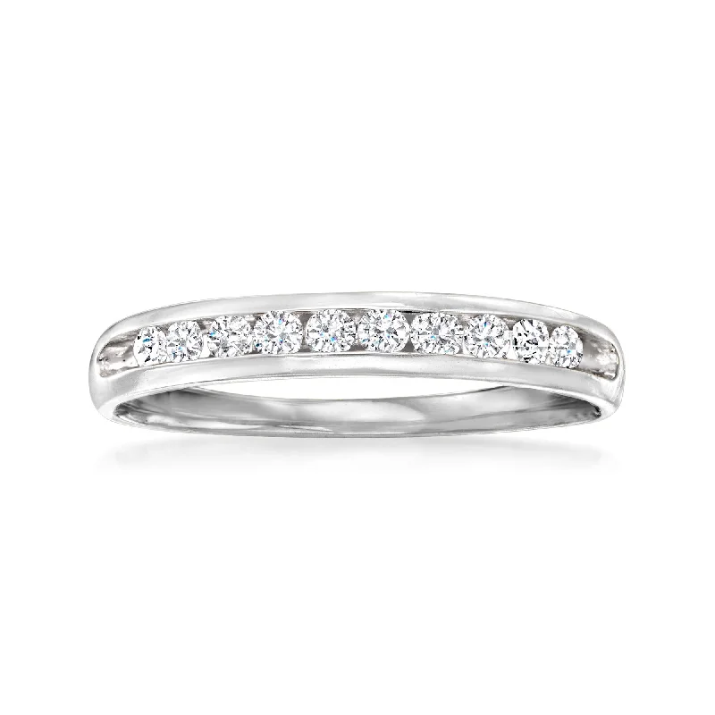 vintage-style engagement rings -Ross-Simons Diamond Wedding Ring in 14kt White Gold