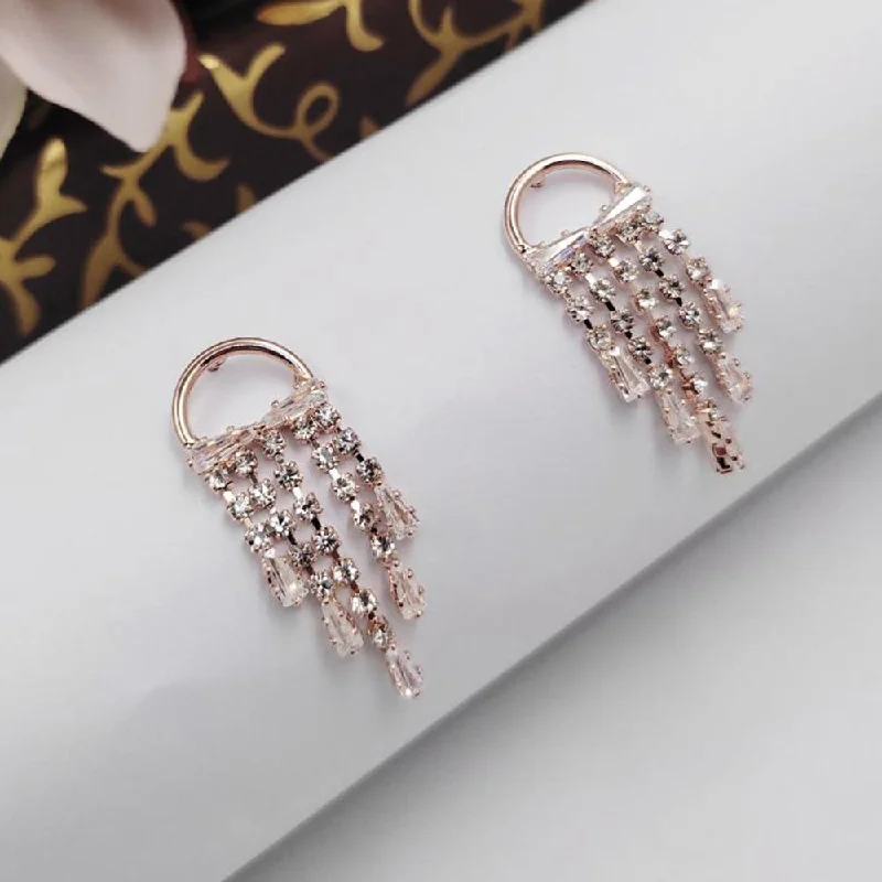 women drop earrings -Aamrapali  Rose Gold Austrian Stone Dangler Earrings