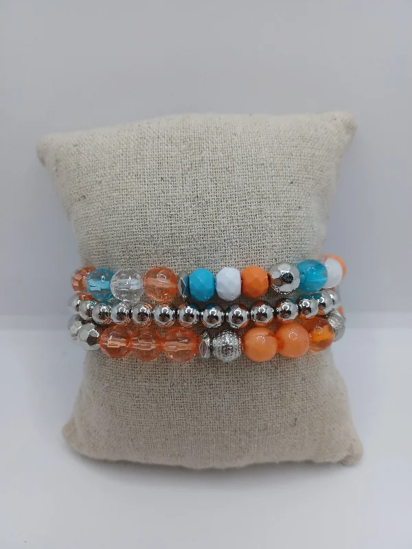 women luxury bangles -Orange & Blue Bracelet Set