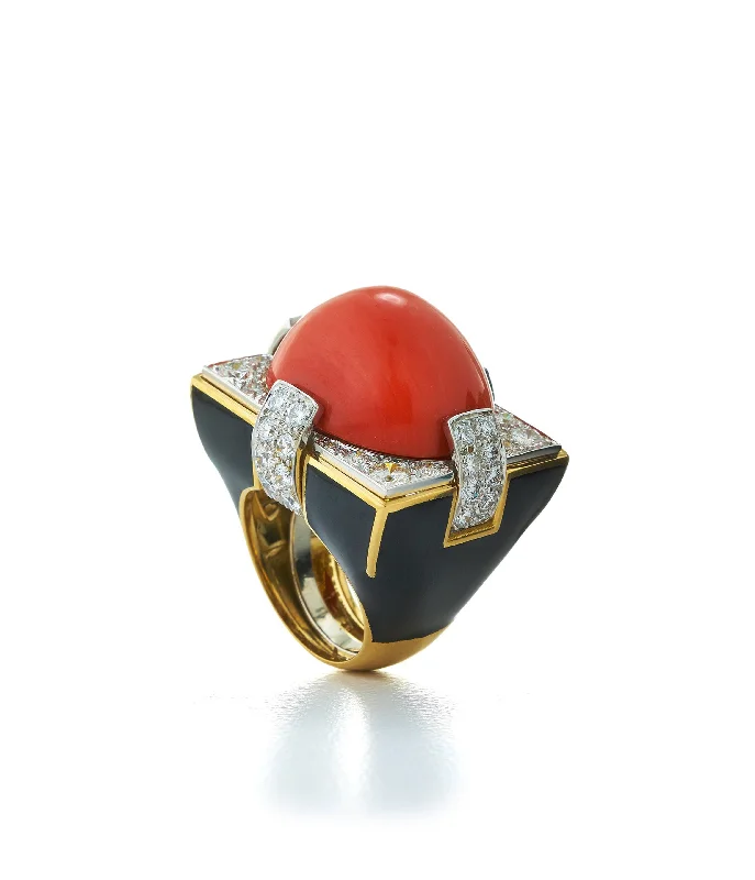 women promise rings -Grand Central Ring, Coral