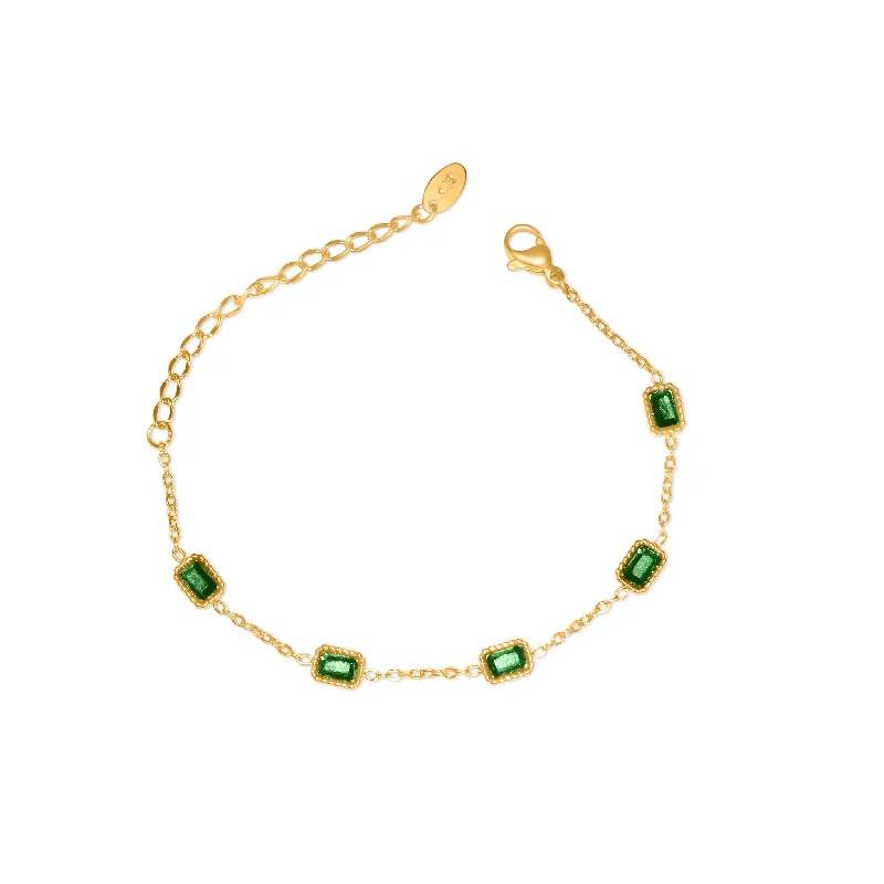 women stackable bracelets -Green Stone Bracelet