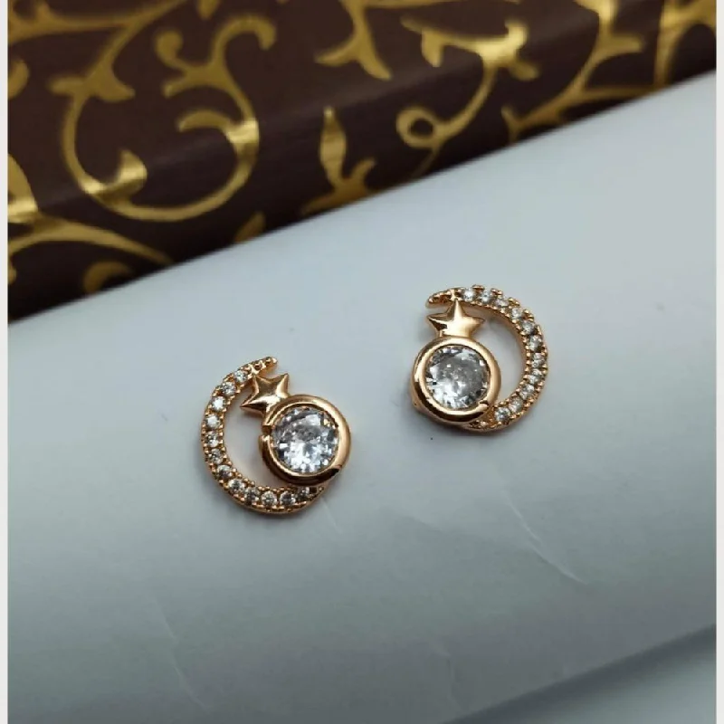 women oversized earrings -Aamrapali Rose Gold Plated Austrian Stone Stud Earrings