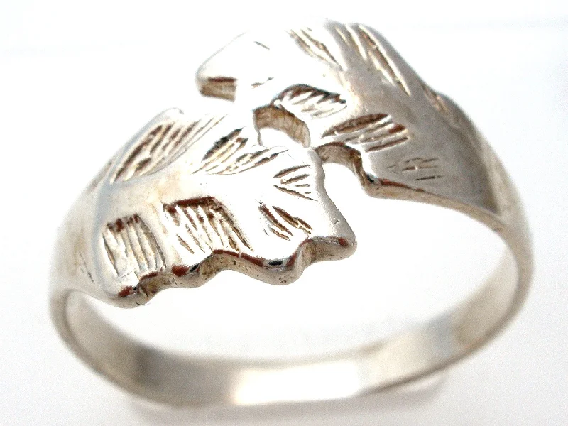 women engagement rings -Sterling Silver Leaf Ring Size 11.5 Vintage