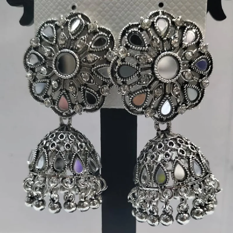 women pearl stud earrings -Manisha Jewellery Oxidised Plated Mirror Jhumki Earrings