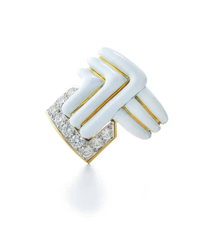 women diamond eternity rings -Stella Stripe Ring, White Enamel