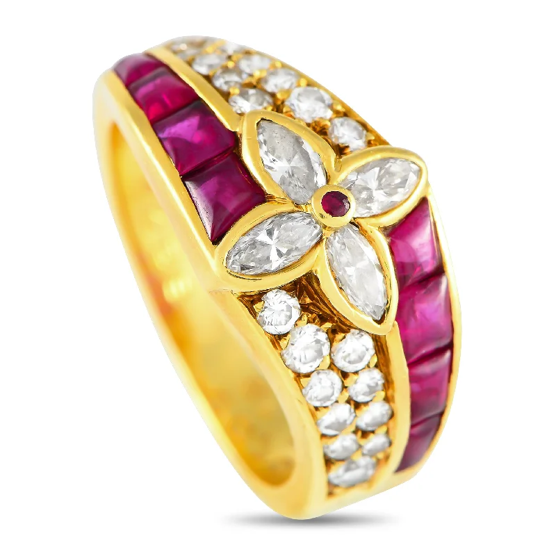 platinum diamond engagement rings -Van Cleef & Arpels 18K Yellow Gold 2.15ct Diamond and Ruby Ring VC16-110624