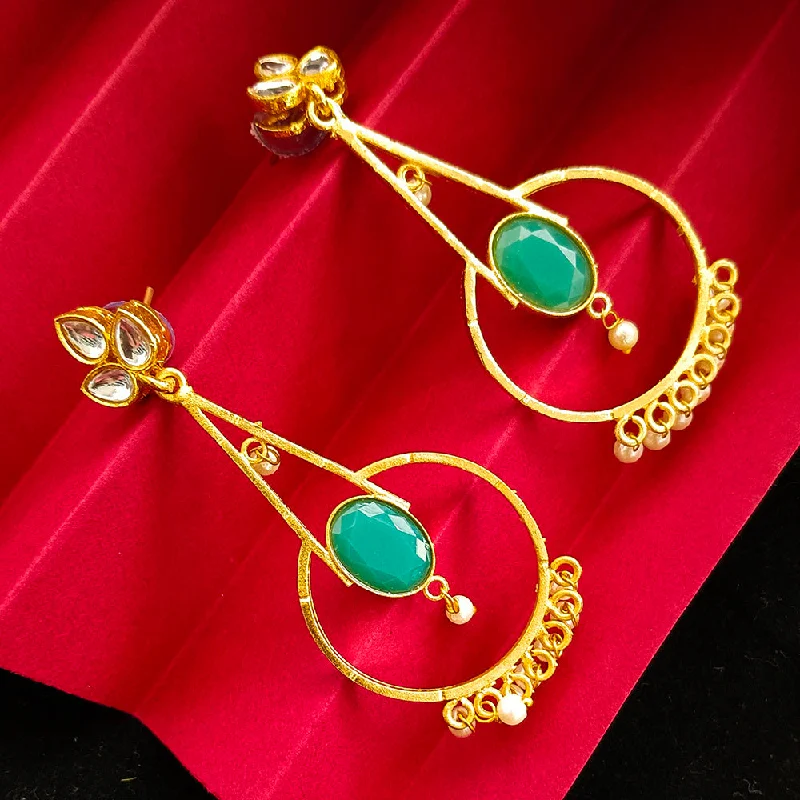 women double hoop earrings -Bhavi Jewels Gold Plated Kundan Stone And Pearls Dangler Earrings