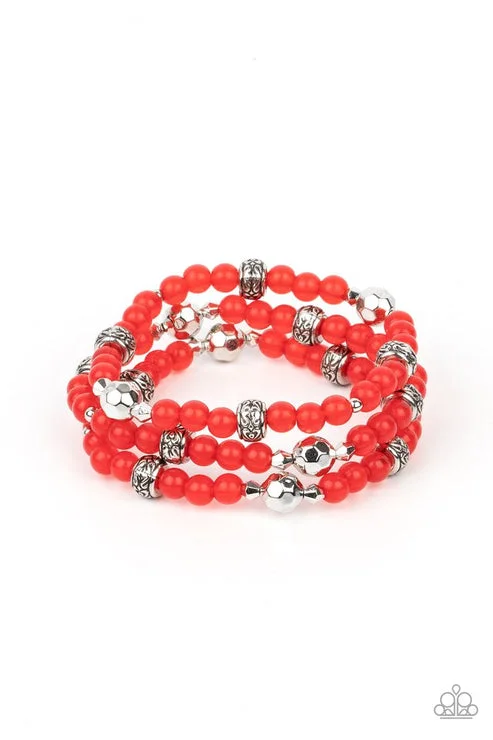 women leather bangles -Here To STAYCATION Red Bracelet