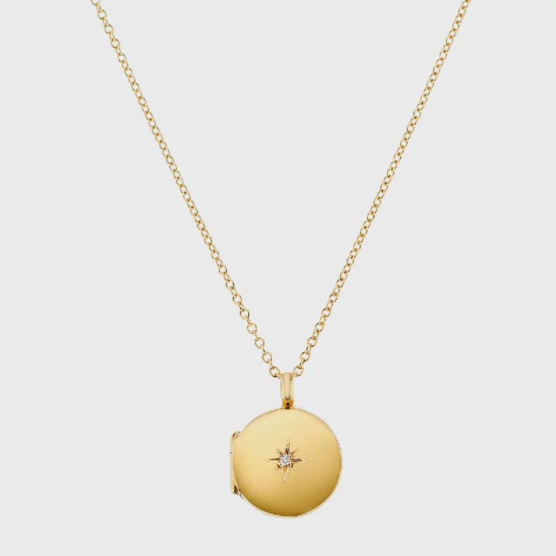 women adjustable necklaces -Langton Gold Vermeil Diamond Locket Necklace