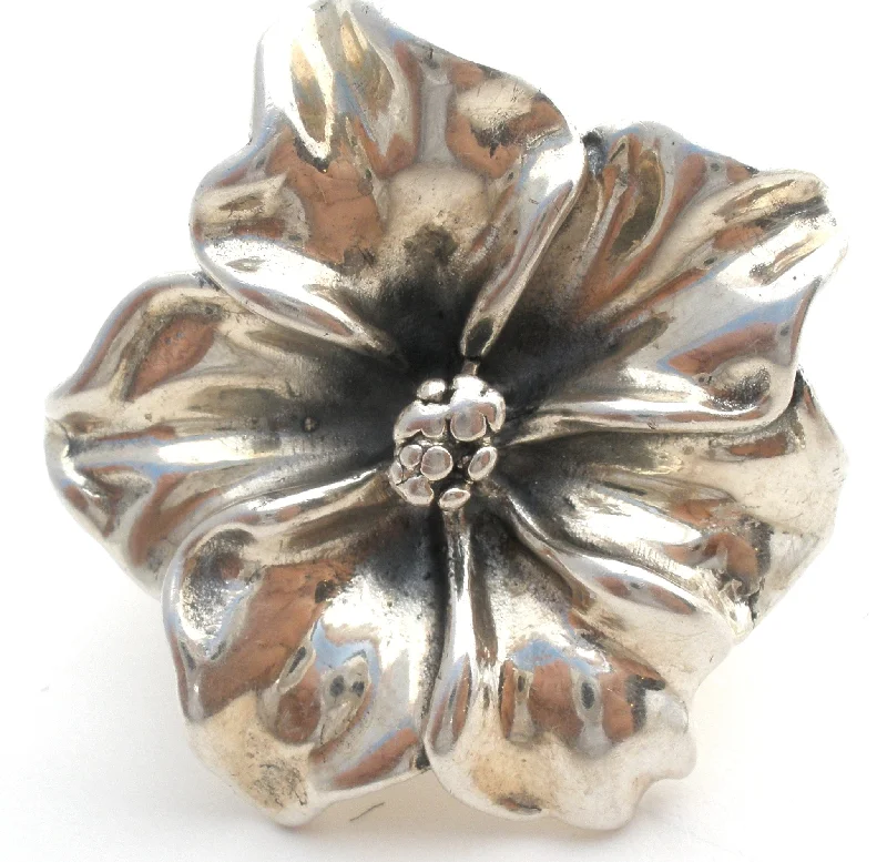 women stack rings -Sterling Silver 3D Flower Ring Size 7