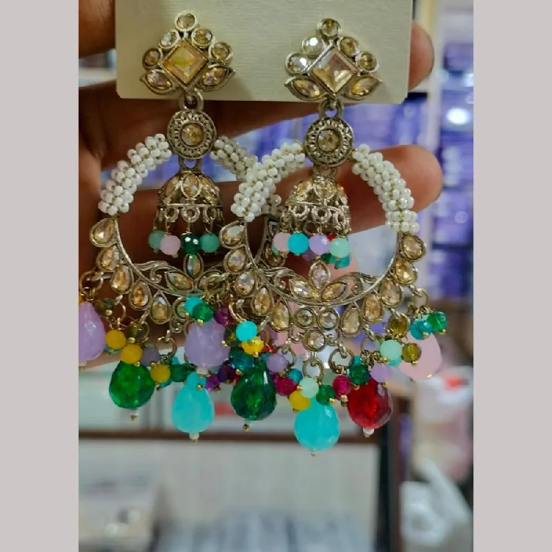 women double hoop earrings -Manisha Jewellery Gold Plated Kundan Stone And Pearls  Dangler Earrings