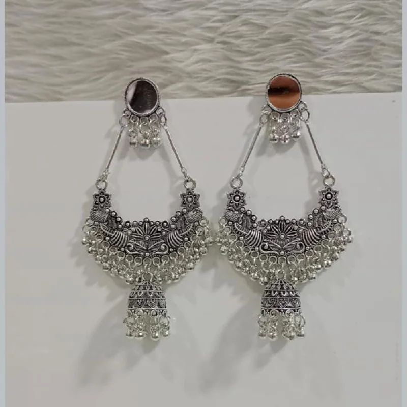 women silver drop earrings -Pooja Bangles Oxidised Plated Earrings