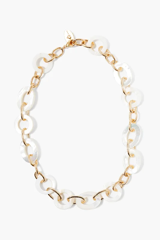 women gold necklaces -Mariner Chain Link Necklace White MOP