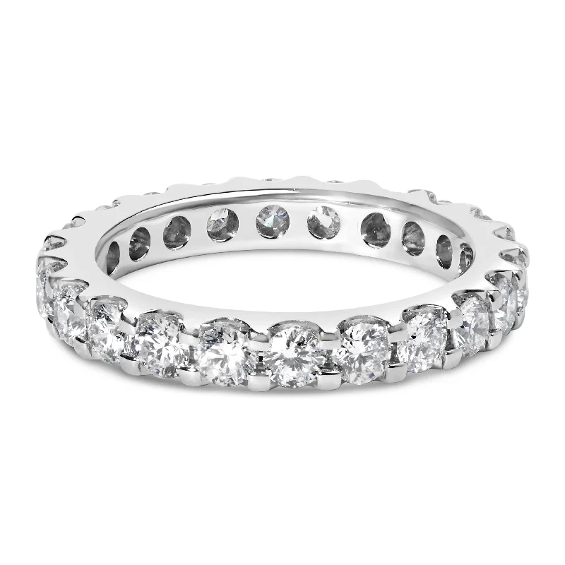 luxury engagement rings -14K White Gold Shared Prong Set Round Diamond Eternity Band Ring