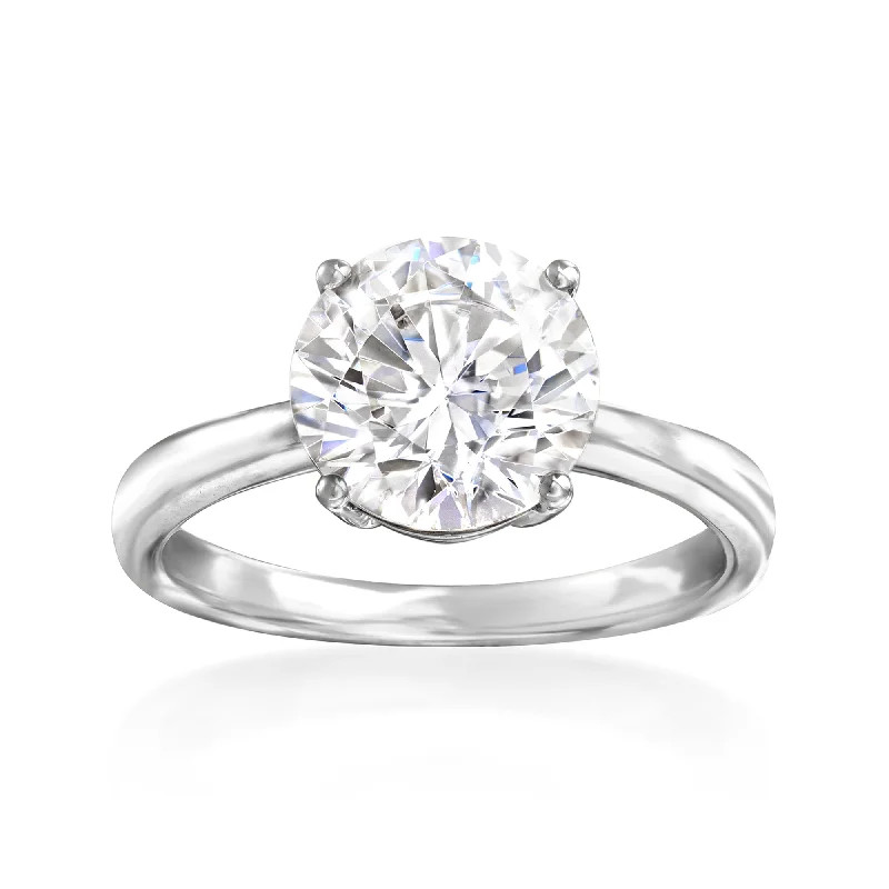 cushion cut engagement rings -Ross-Simons CZ Solitaire Ring in 14kt White Gold