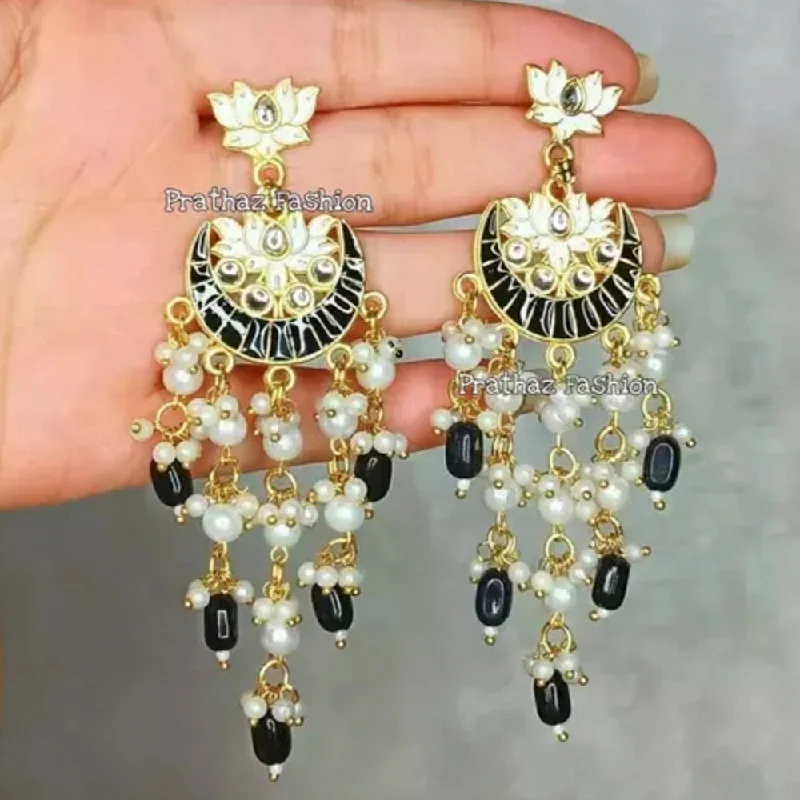 women silver dangle earrings -Lucentarts Jewellery Gold Plated Meenakari Dangler Earrings