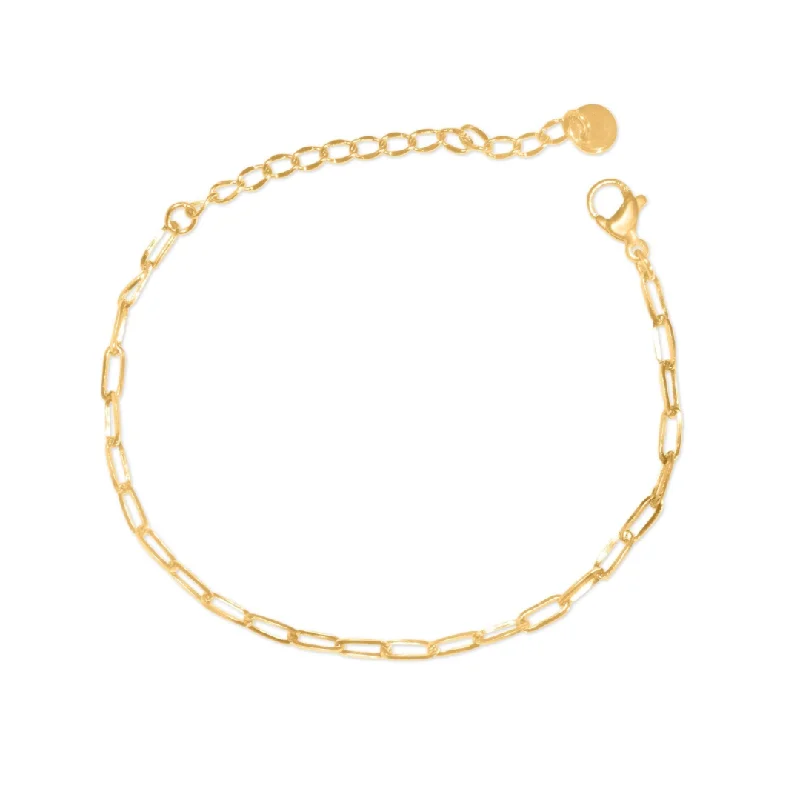 women smooth bangles -Gold Oval Chain Bracelet