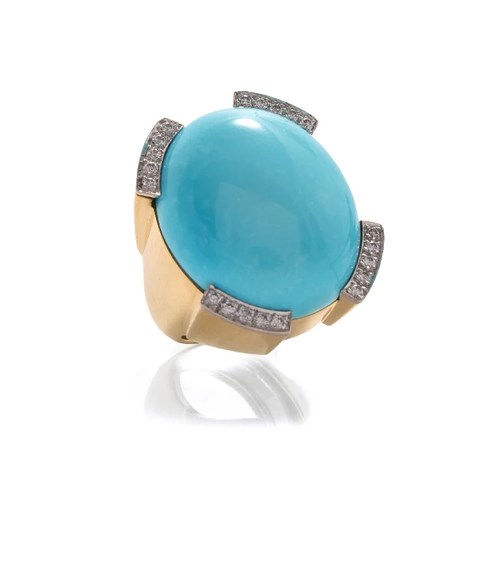 women luxury engagement rings -Pool Ring, Turquoise, Diamonds