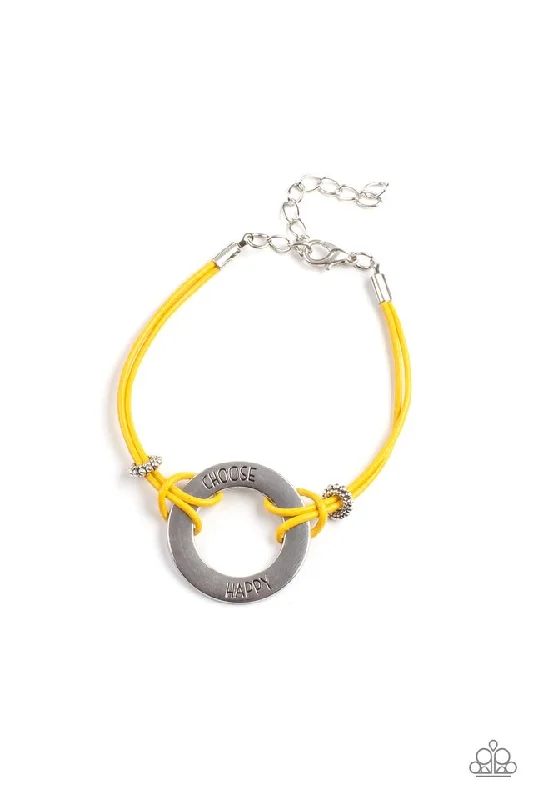 women gold bangles set -Choose Happy Yellow Urban Bracelet