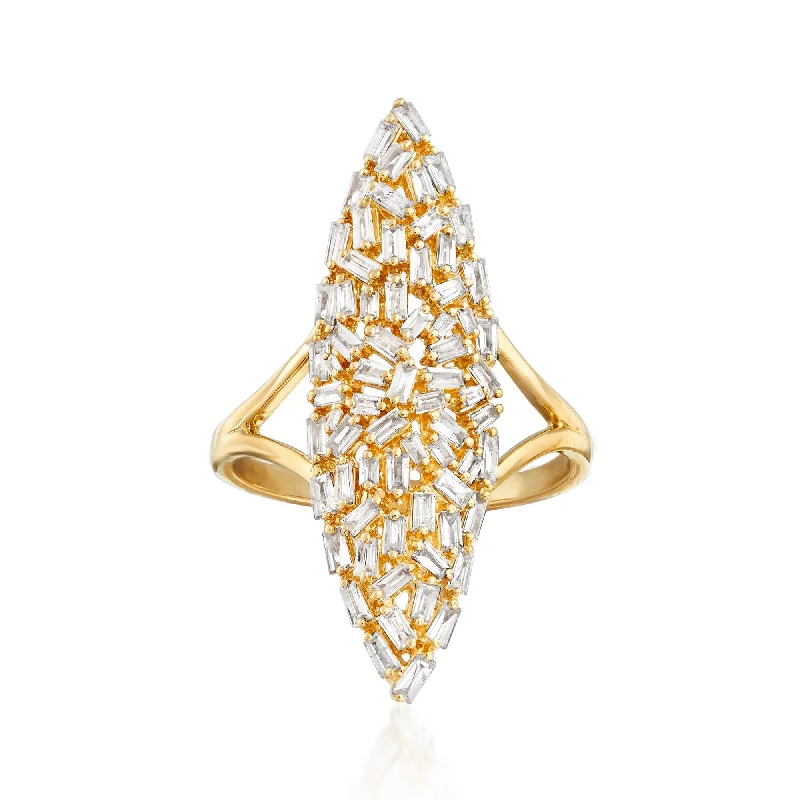 eco-friendly engagement rings -Ross-Simons Diamond Cluster Ring in 14kt Yellow Gold