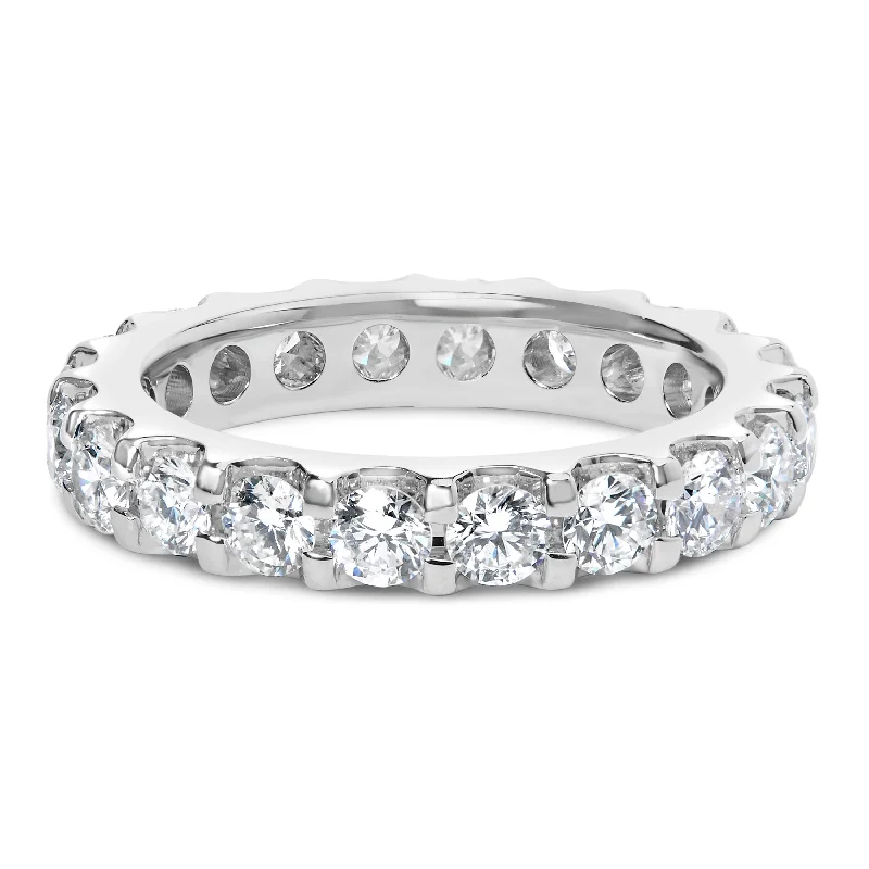 custom designed engagement rings -14K White Gold Shared Prong Set Round Diamond Eternity Band Ring