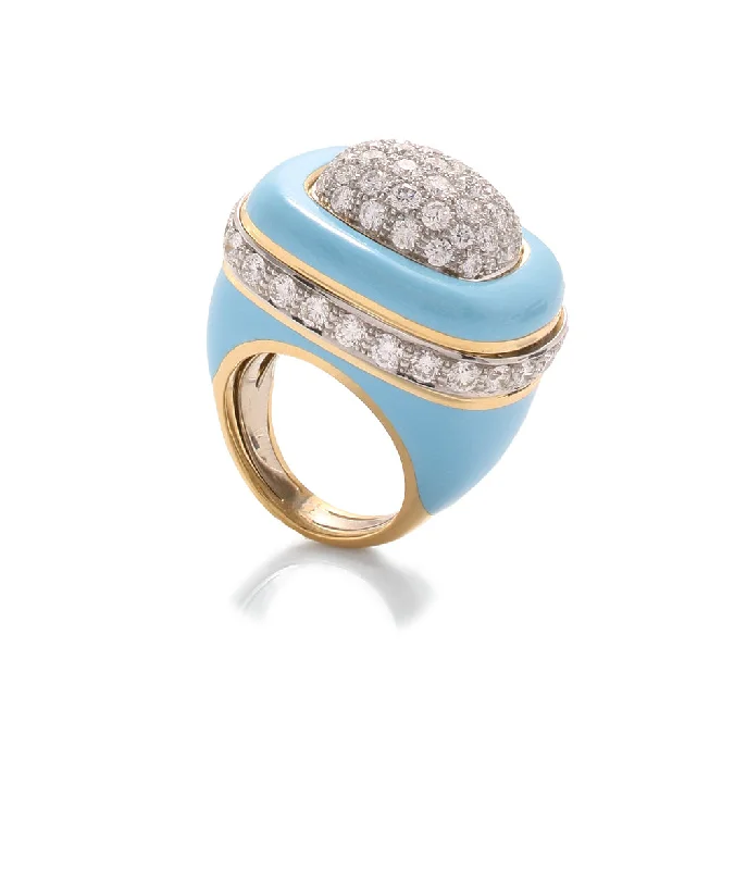 women statement rings -Cabana Ring, Light Blue Enamel