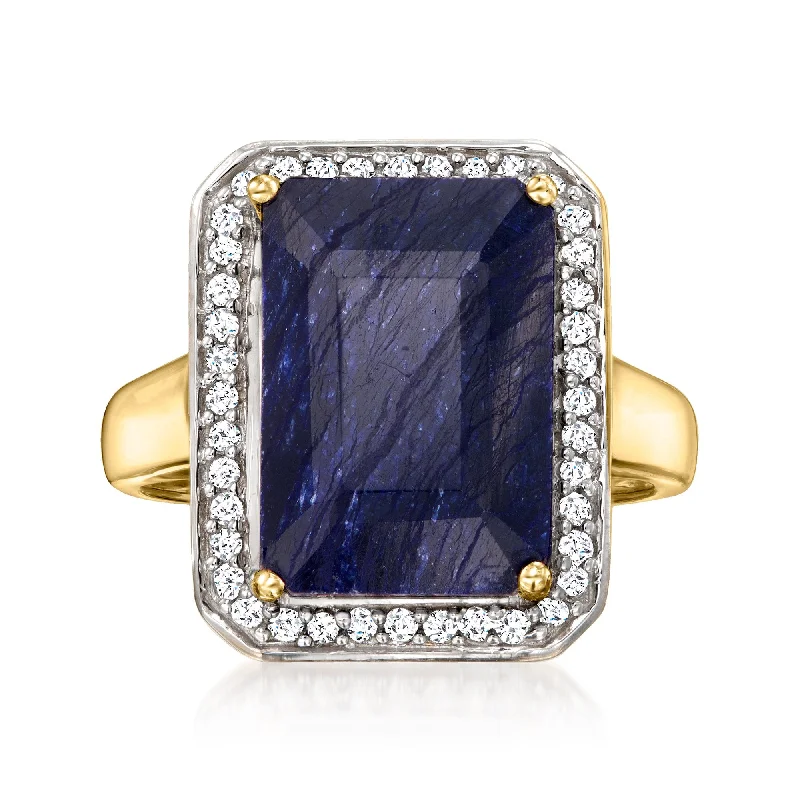 black diamond engagement rings -Ross-Simons Sapphire and . Diamond Ring in 14kt Yellow Gold