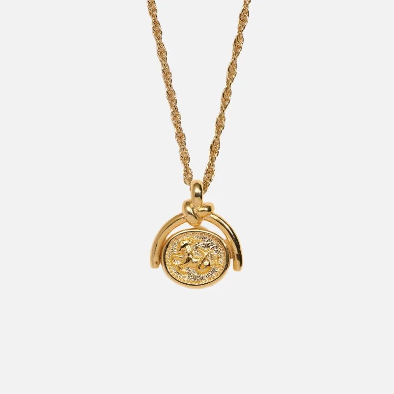 women golden flower necklaces -Capricorn Spinner Pendant