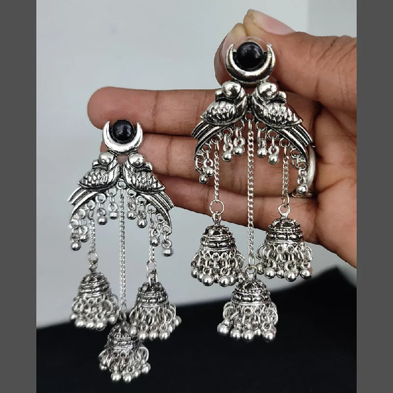 women dangle earrings -Lucentarts Jewellery Oxidise Plated Jhumki Earrings