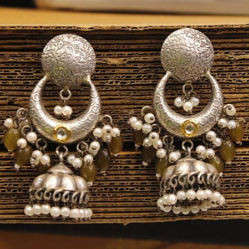 women vintage earrings -Akruti Collection Oxidised Plated Jhumki Earrings