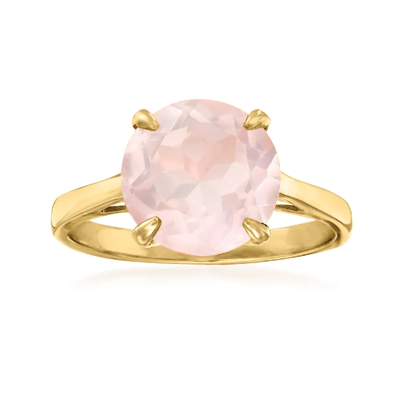 cushion cut halo engagement rings -Ross-Simons Rose Quartz Ring in 14kt Yellow Gold