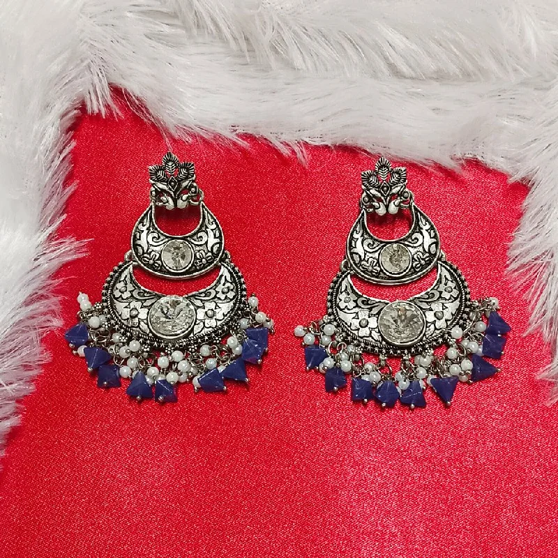 women sparkling drop earrings -Bhavi Crystal Stone Silver Plated Dangler Earrings