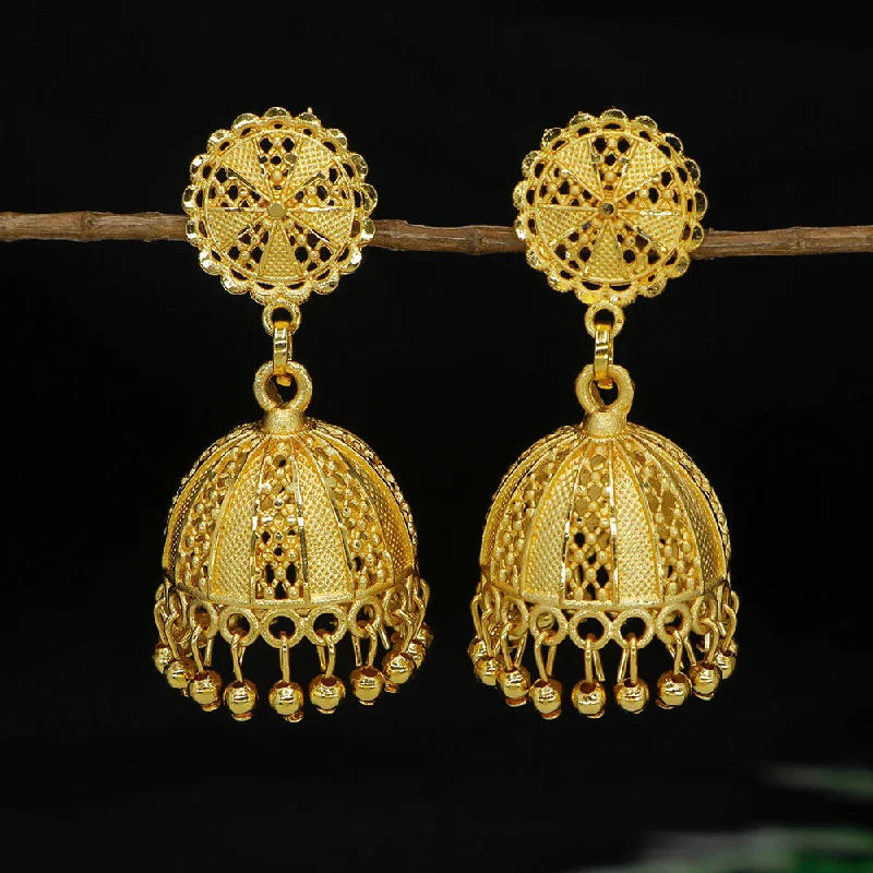 women colorful gemstone earrings -Mahavir  Gold Plated Jhumki Earrings