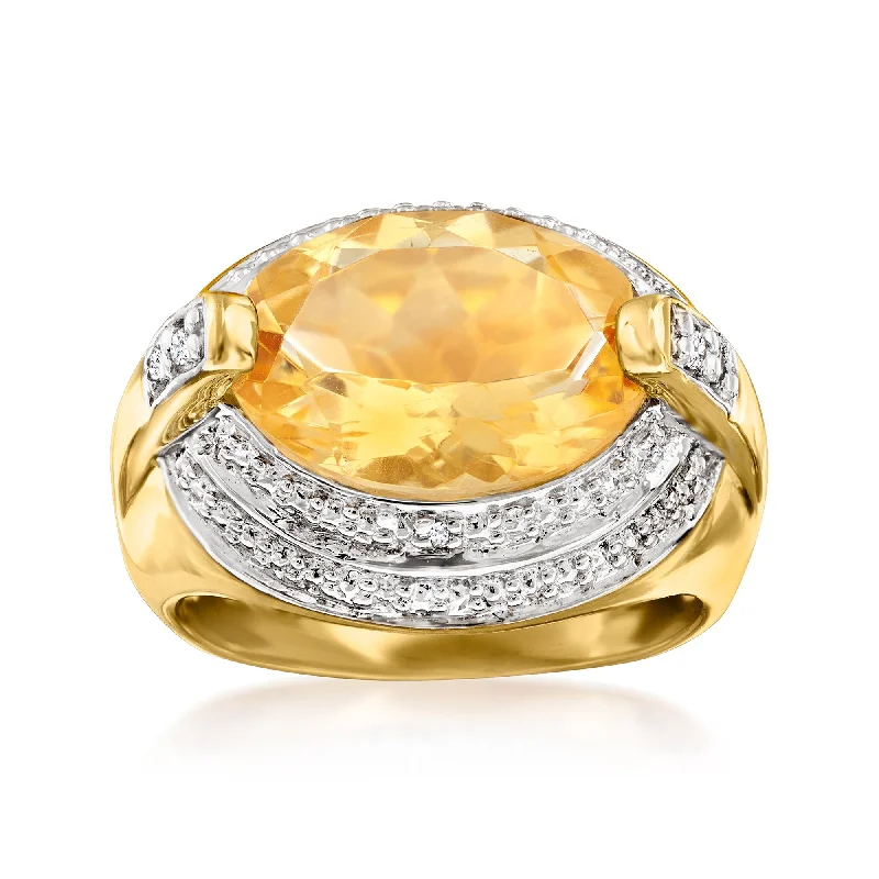 women solitaire engagement rings -Ross-Simons Citrine Ring With White Topaz Accents in 18kt Gold Over Sterling