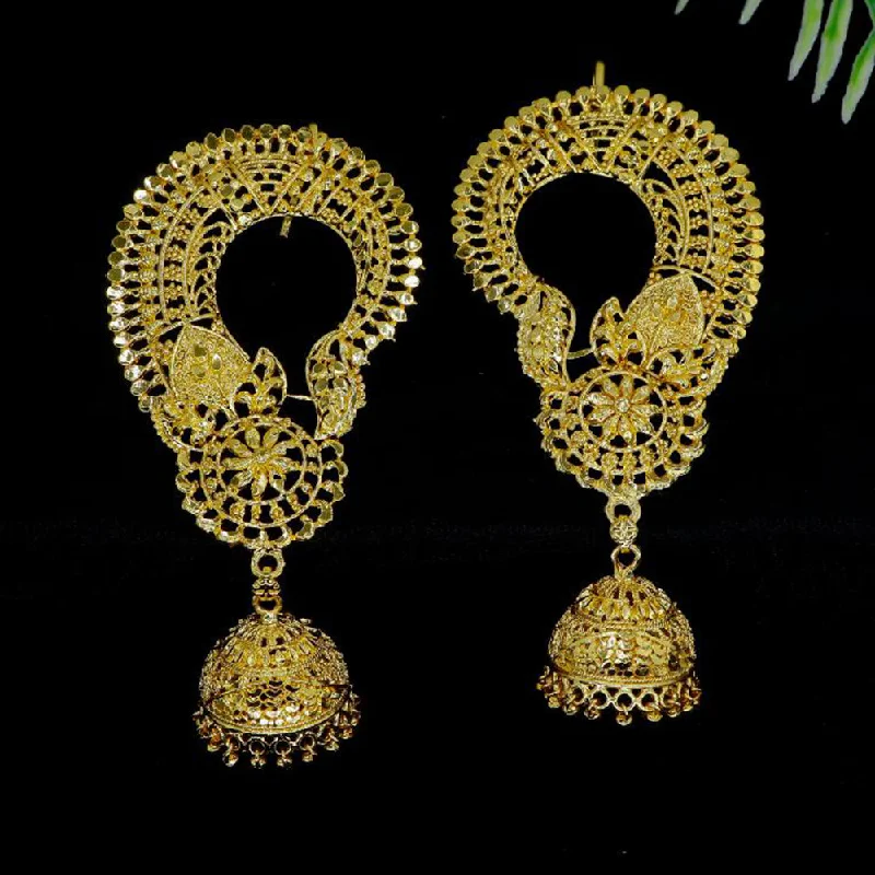 women infinity earrings -Mahavir Gold Plated Earcuff Jhumki Earrings