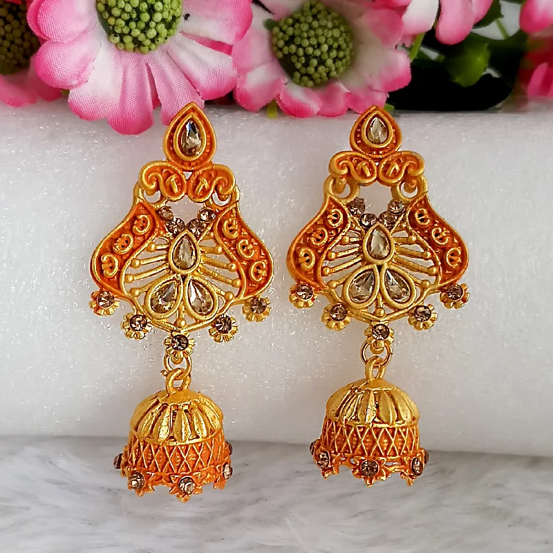 women art deco earrings -Amina Creation Gold Plated Meenakari Dangler Earrings Assorted Color