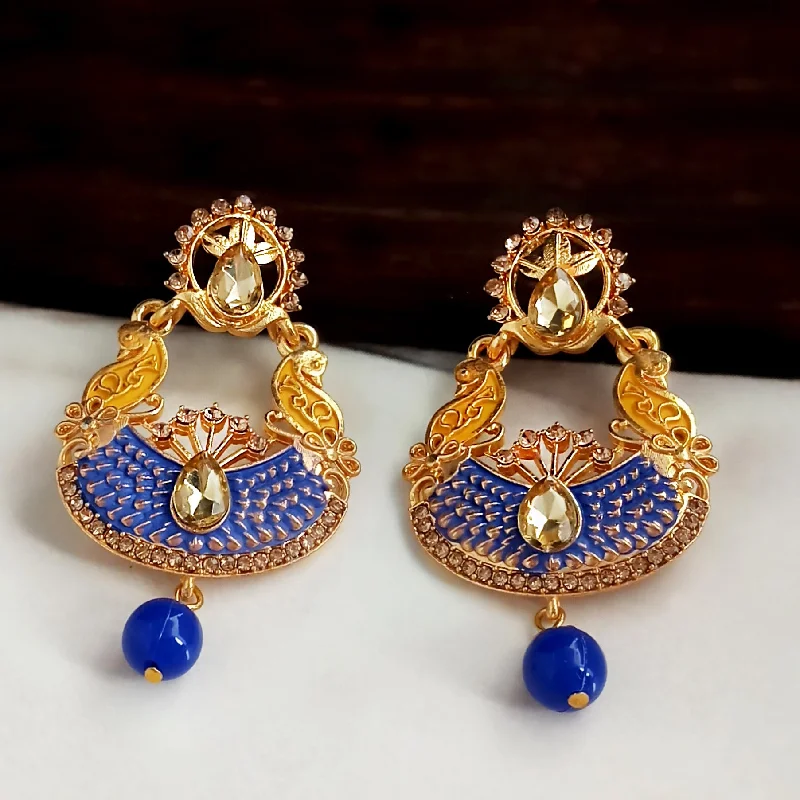 women luxury earrings -Amina Creation Gold Plated Meenakari Dangler Earrings Assorted Color