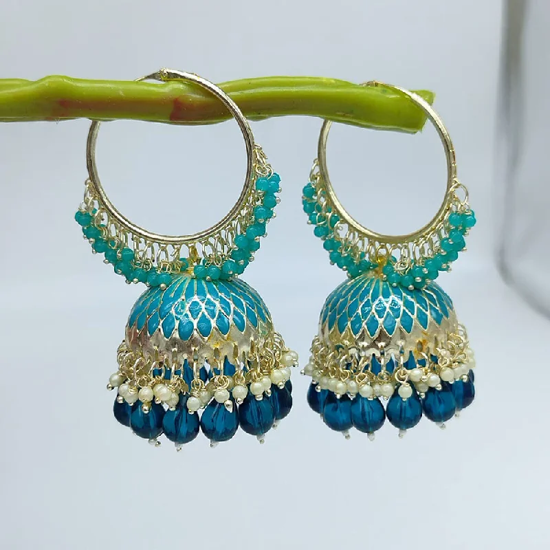 women geometric earrings -SNERA Gold Plated Beads And Pearls Jhumki Earrings