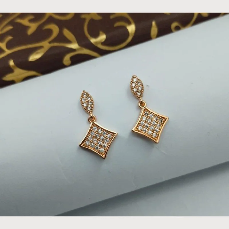 women engraved earrings -Aamrapali Rose Gold Plated Austrian Stone Stud Earrings