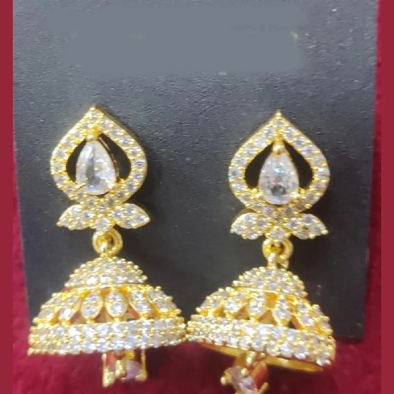 women art deco earrings -Manisha Jewellery Gold Plated Austrian Stone Jhumki Earrings