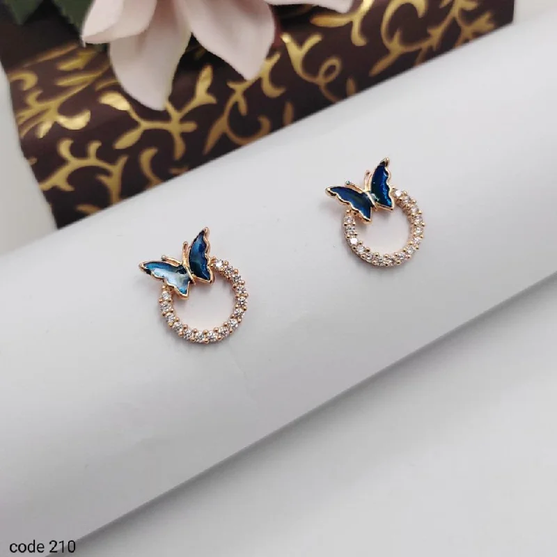 women bridal earrings -Aamrapali  Rose  Gold  Plated  American  Diamond  butterfly Stud  Earrings