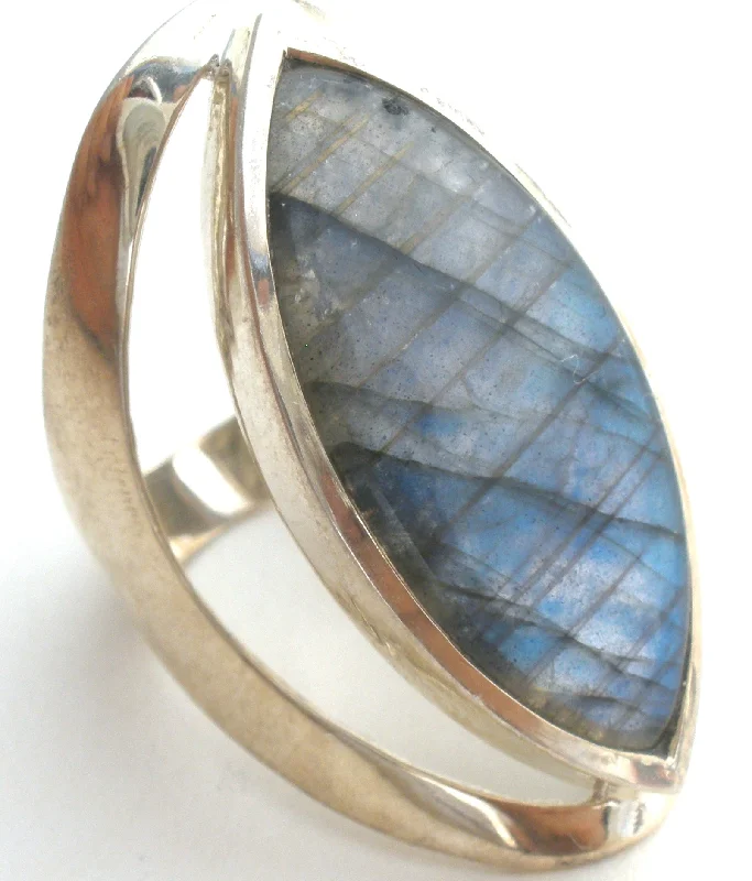 women art deco rings -Labradorite Ring Sterling Silver Size 7.5 India PTI