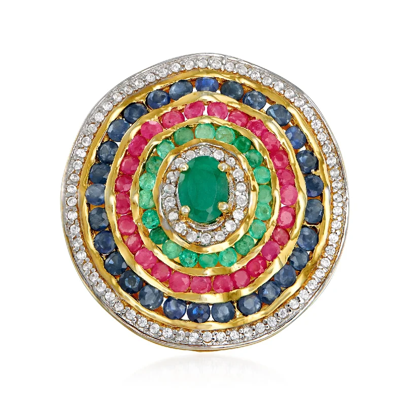 diamond engagement rings -Ross-Simons Multi-Gemstone Circle Ring in 18kt Gold Over Sterling