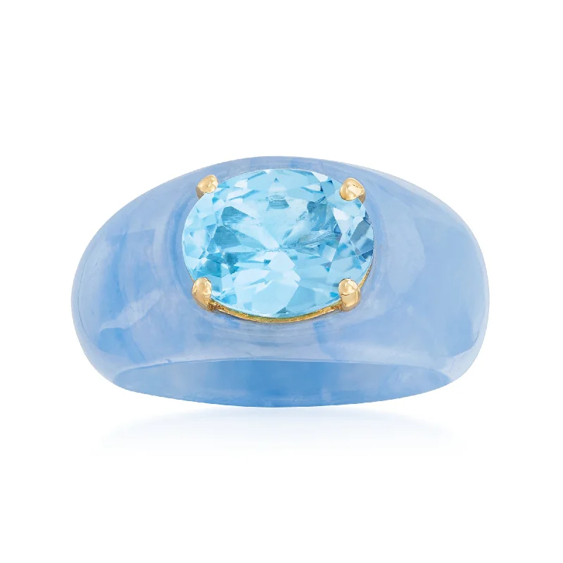 sapphire and diamond engagement rings -Ross-Simons Sky Blue Topaz and Blue Jade Ring With 14kt Yellow Gold