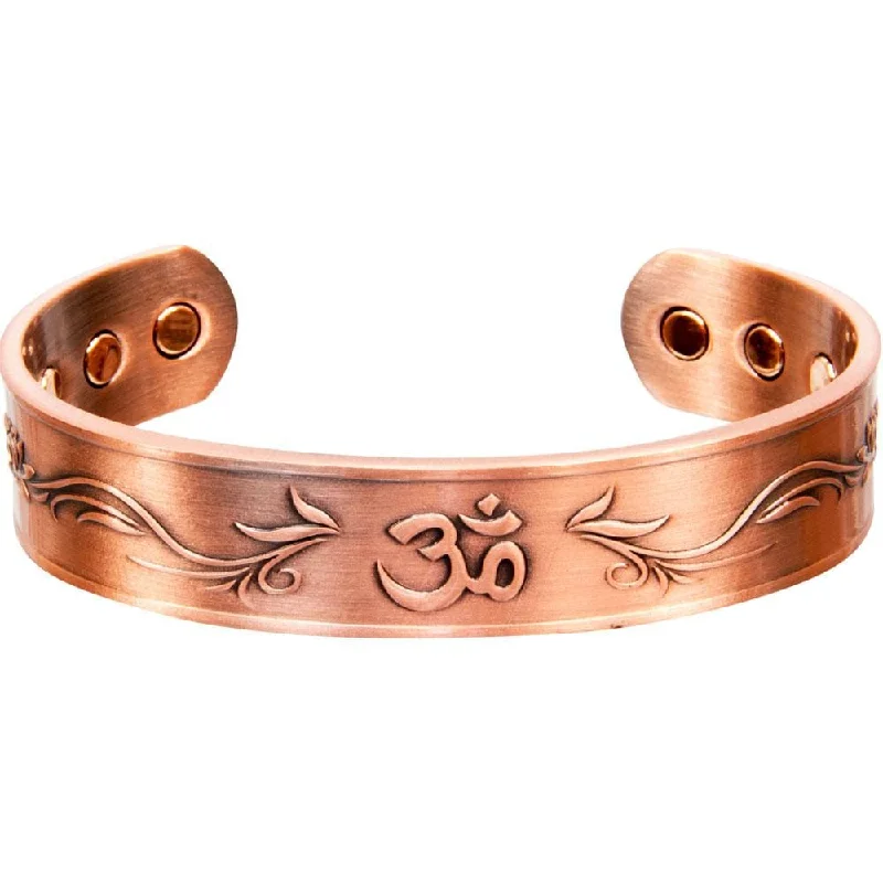 women silver bangles -Antique Copper Magnetic Bracelet - Om