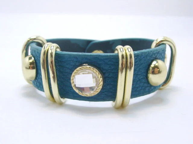 women birthstone bangles -Skinny Faux Leather Bracelet